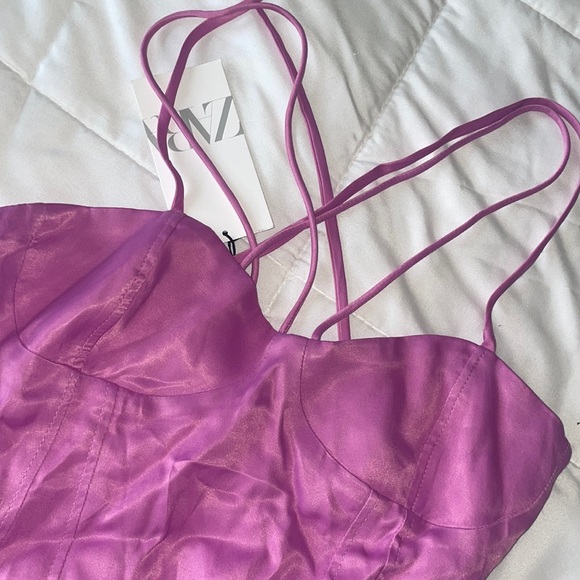NWT Zara Strappy Satin Effect Body Suit - Picture 6 of 10